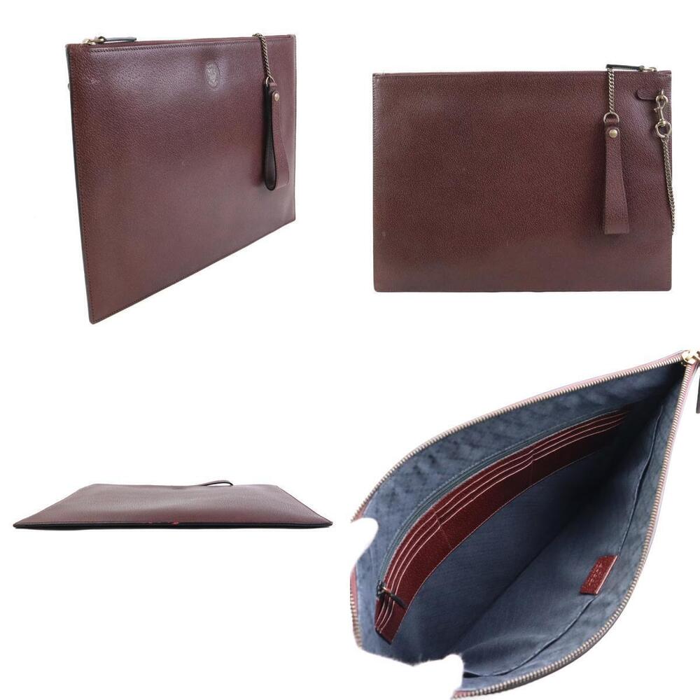 Gucci Clutch Bag Bordeaux Leather Purple